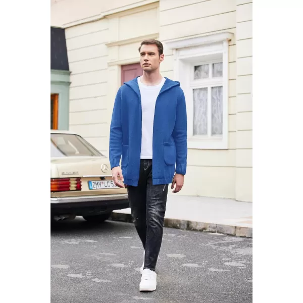 COOFANDY Mens Long Open Front Cardigan Sweater Lightweight Hooded Knitted Cardigan Sweaters with Pockets