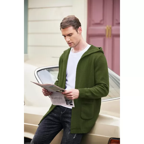 COOFANDY Mens Long Open Front Cardigan Sweater Lightweight Hooded Knitted Cardigan Sweaters with Pockets