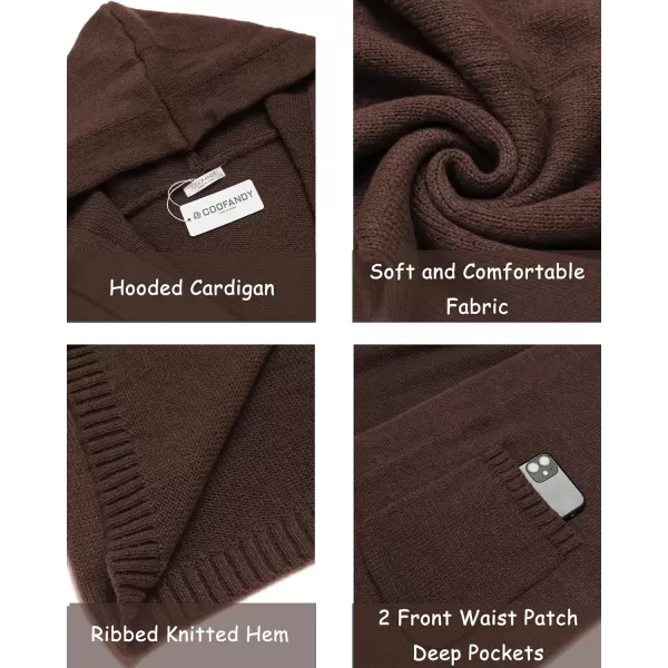 COOFANDY Mens Long Open Front Cardigan Sweater Lightweight Hooded Knitted Cardigan Sweaters with Pockets