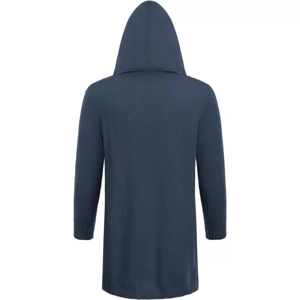 COOFANDY Mens Long Open Front Cardigan Sweater Lightweight Hooded Knitted Cardigan Sweaters with Pockets