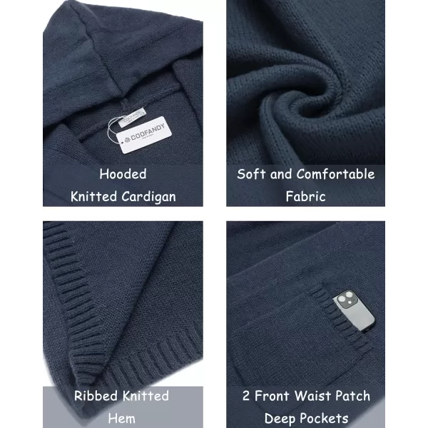 COOFANDY Mens Long Open Front Cardigan Sweater Lightweight Hooded Knitted Cardigan Sweaters with Pockets