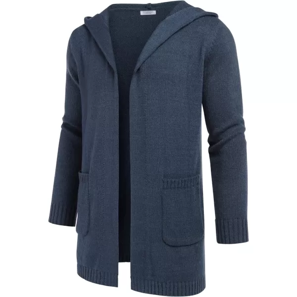 COOFANDY Mens Long Open Front Cardigan Sweater Lightweight Hooded Knitted Cardigan Sweaters with Pockets