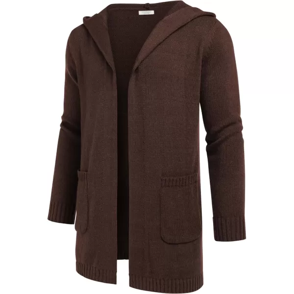 COOFANDY Mens Long Open Front Cardigan Sweater Lightweight Hooded Knitted Cardigan Sweaters with Pockets