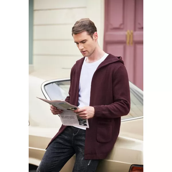 COOFANDY Mens Long Open Front Cardigan Sweater Lightweight Hooded Knitted Cardigan Sweaters with Pockets
