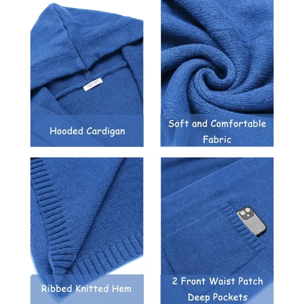 COOFANDY Mens Long Open Front Cardigan Sweater Lightweight Hooded Knitted Cardigan Sweaters with Pockets