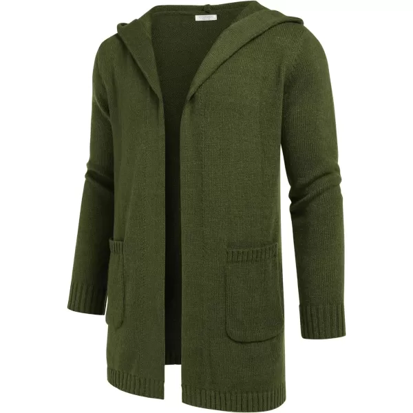 COOFANDY Mens Long Open Front Cardigan Sweater Lightweight Hooded Knitted Cardigan Sweaters with Pockets