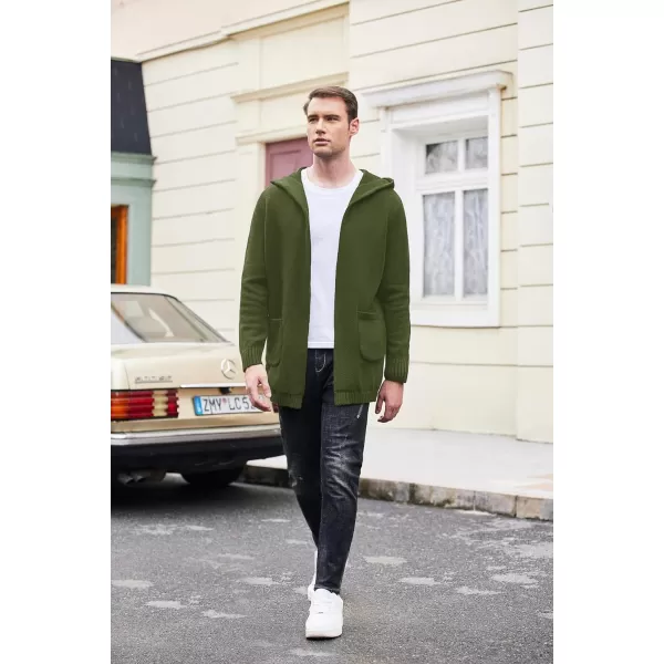 COOFANDY Mens Long Open Front Cardigan Sweater Lightweight Hooded Knitted Cardigan Sweaters with Pockets