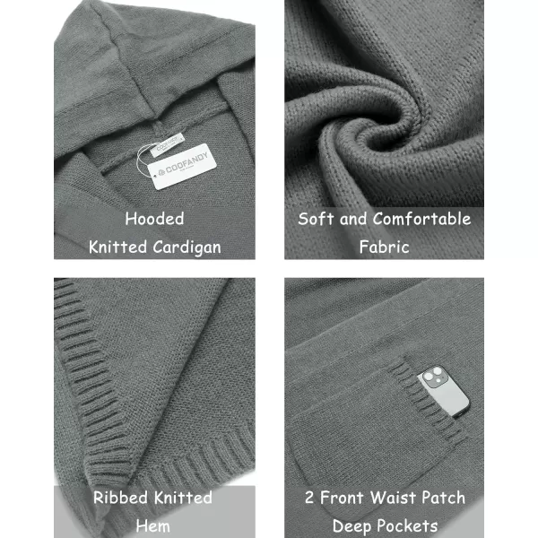 COOFANDY Mens Long Open Front Cardigan Sweater Lightweight Hooded Knitted Cardigan Sweaters with Pockets