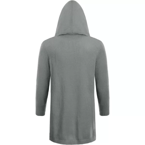 COOFANDY Mens Long Open Front Cardigan Sweater Lightweight Hooded Knitted Cardigan Sweaters with Pockets