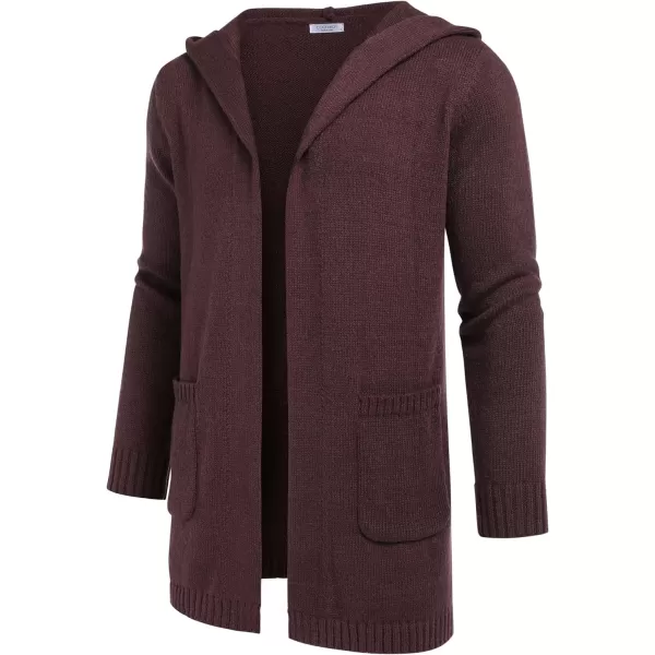 COOFANDY Mens Long Open Front Cardigan Sweater Lightweight Hooded Knitted Cardigan Sweaters with Pockets