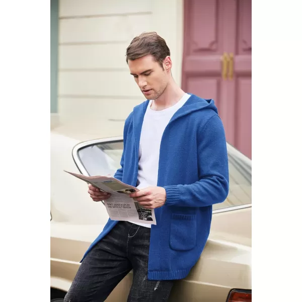 COOFANDY Mens Long Open Front Cardigan Sweater Lightweight Hooded Knitted Cardigan Sweaters with Pockets