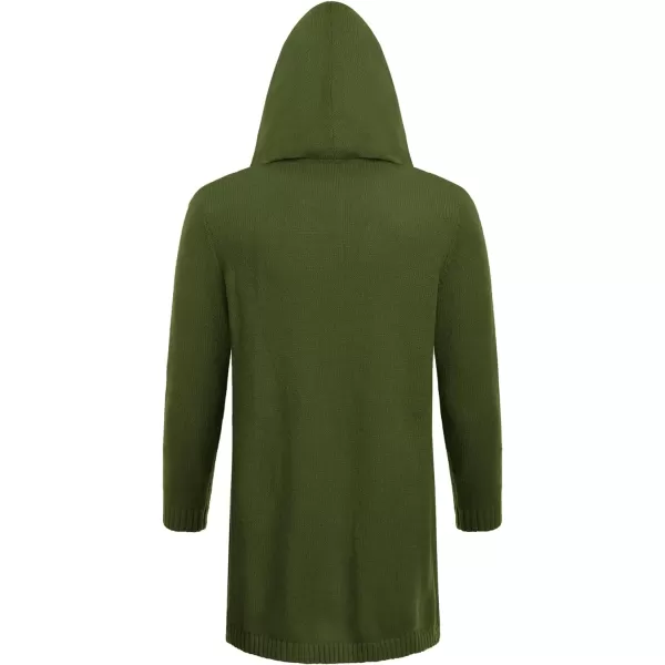 COOFANDY Mens Long Open Front Cardigan Sweater Lightweight Hooded Knitted Cardigan Sweaters with Pockets