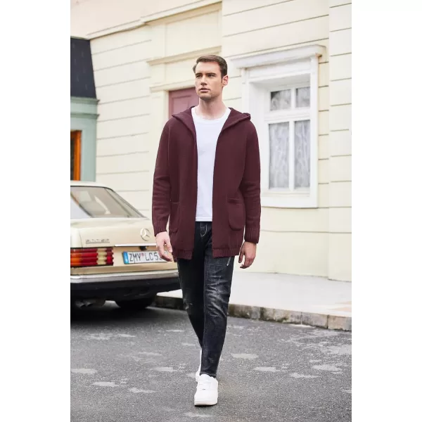 COOFANDY Mens Long Open Front Cardigan Sweater Lightweight Hooded Knitted Cardigan Sweaters with Pockets