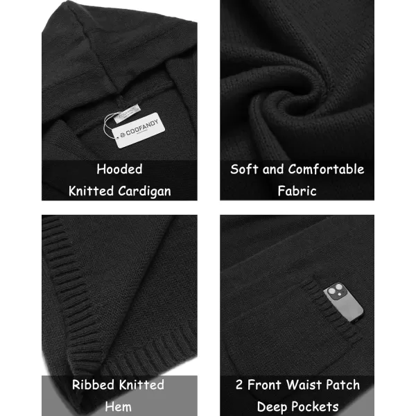 COOFANDY Mens Long Open Front Cardigan Sweater Lightweight Hooded Knitted Cardigan Sweaters with Pockets