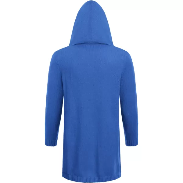COOFANDY Mens Long Open Front Cardigan Sweater Lightweight Hooded Knitted Cardigan Sweaters with Pockets