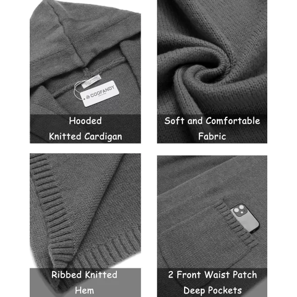 COOFANDY Mens Long Open Front Cardigan Sweater Lightweight Hooded Knitted Cardigan Sweaters with Pockets