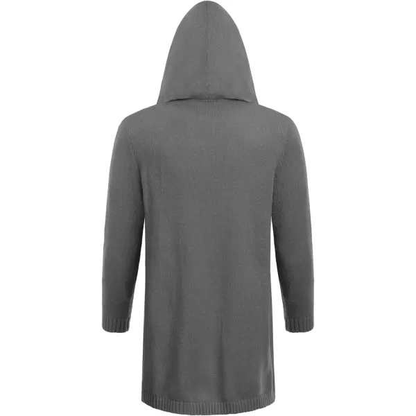 COOFANDY Mens Long Open Front Cardigan Sweater Lightweight Hooded Knitted Cardigan Sweaters with Pockets