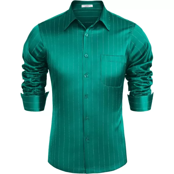 COOFANDY Men's Luxury Satin Dress Shirt Shiny Silk Long Sleeve Button Up Shirts Wedding Shirt Party Prom