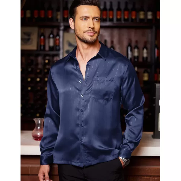 COOFANDY Men's Luxury Satin Dress Shirt Shiny Silk Long Sleeve Button Up Shirts Wedding Shirt Party Prom
