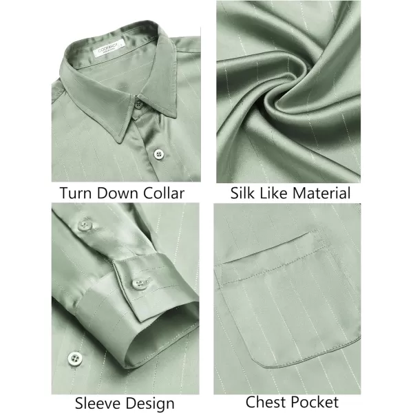 COOFANDY Men's Luxury Satin Dress Shirt Shiny Silk Long Sleeve Button Up Shirts Wedding Shirt Party Prom