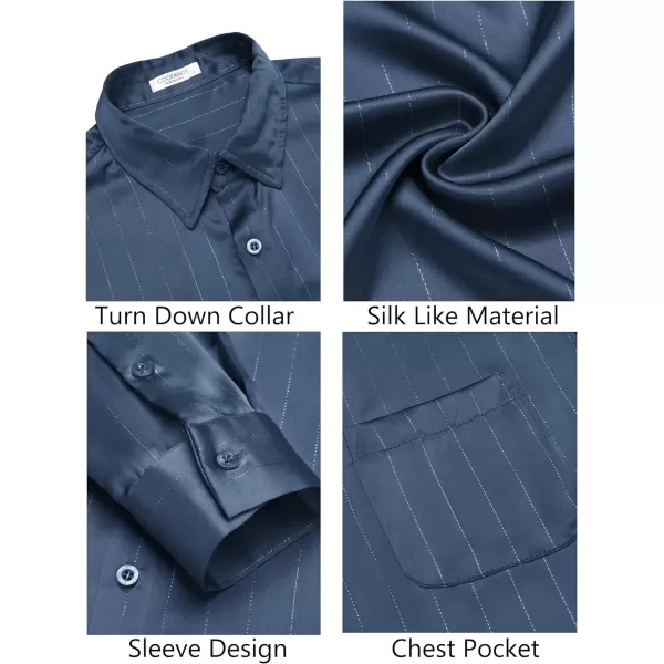 COOFANDY Men's Luxury Satin Dress Shirt Shiny Silk Long Sleeve Button Up Shirts Wedding Shirt Party Prom