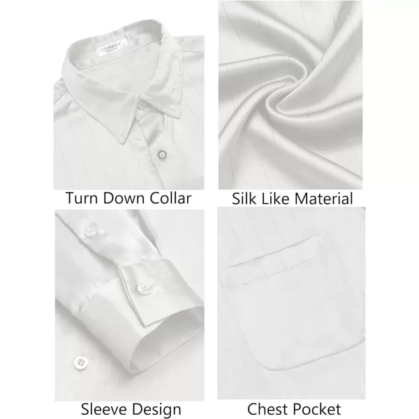 COOFANDY Men's Luxury Satin Dress Shirt Shiny Silk Long Sleeve Button Up Shirts Wedding Shirt Party Prom