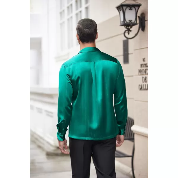 COOFANDY Men's Luxury Satin Dress Shirt Shiny Silk Long Sleeve Button Up Shirts Wedding Shirt Party Prom
