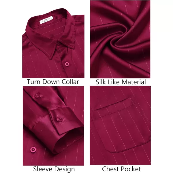 COOFANDY Men's Luxury Satin Dress Shirt Shiny Silk Long Sleeve Button Up Shirts Wedding Shirt Party Prom