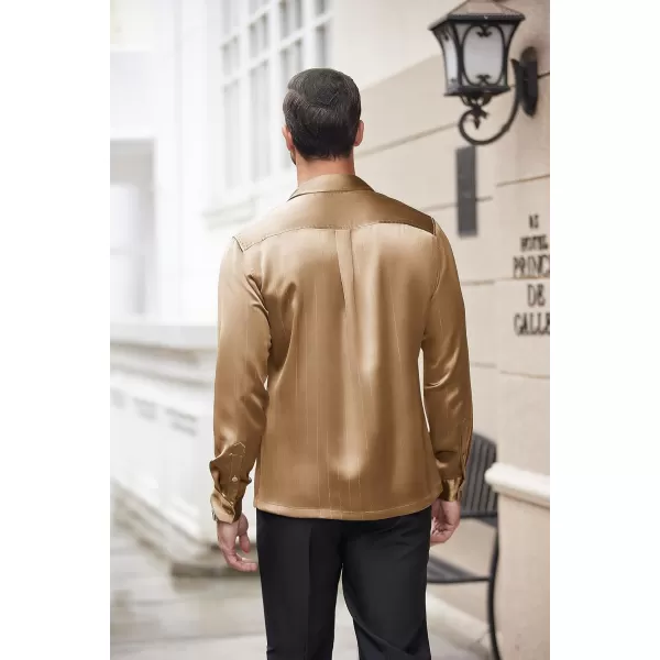 COOFANDY Men's Luxury Satin Dress Shirt Shiny Silk Long Sleeve Button Up Shirts Wedding Shirt Party Prom