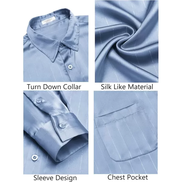 COOFANDY Men's Luxury Satin Dress Shirt Shiny Silk Long Sleeve Button Up Shirts Wedding Shirt Party Prom