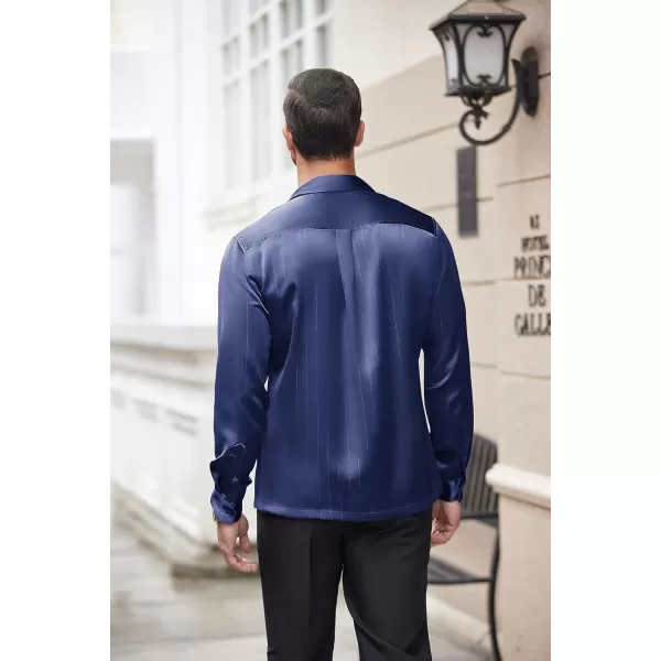 COOFANDY Men's Luxury Satin Dress Shirt Shiny Silk Long Sleeve Button Up Shirts Wedding Shirt Party Prom
