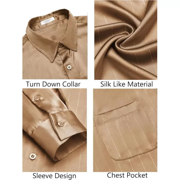 COOFANDY Men's Luxury Satin Dress Shirt Shiny Silk Long Sleeve Button Up Shirts Wedding Shirt Party Prom
