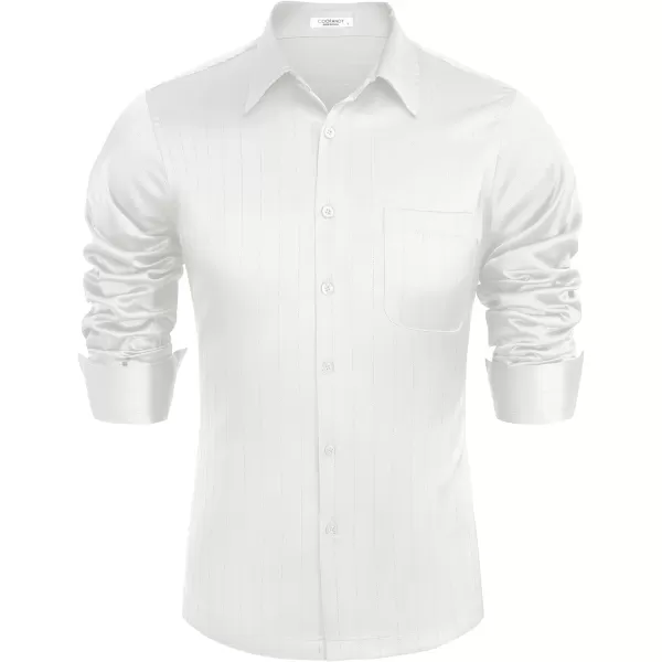 COOFANDY Men's Luxury Satin Dress Shirt Shiny Silk Long Sleeve Button Up Shirts Wedding Shirt Party Prom