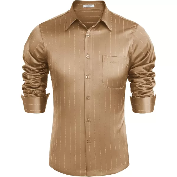 COOFANDY Men's Luxury Satin Dress Shirt Shiny Silk Long Sleeve Button Up Shirts Wedding Shirt Party Prom