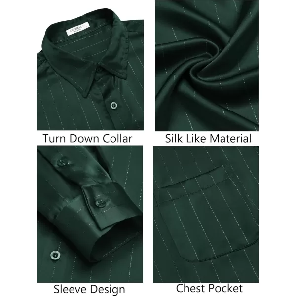 COOFANDY Men's Luxury Satin Dress Shirt Shiny Silk Long Sleeve Button Up Shirts Wedding Shirt Party Prom