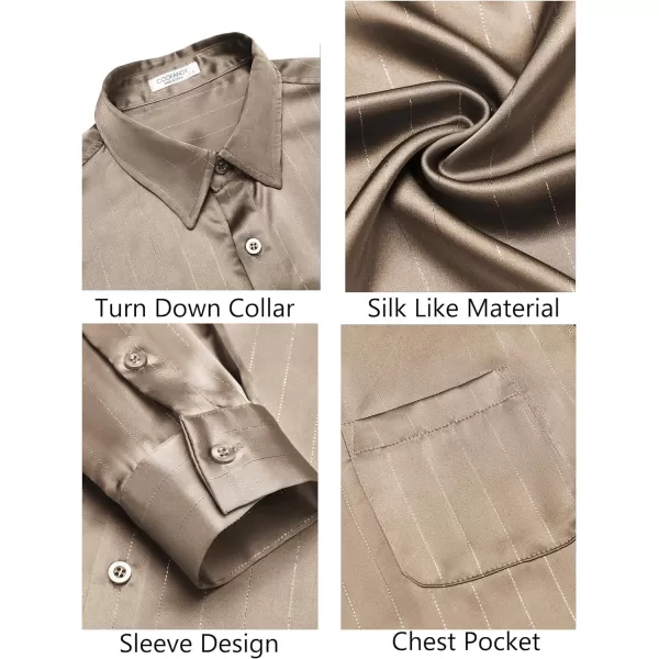 COOFANDY Men's Luxury Satin Dress Shirt Shiny Silk Long Sleeve Button Up Shirts Wedding Shirt Party Prom