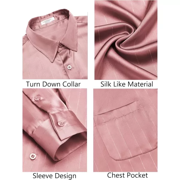 COOFANDY Men's Luxury Satin Dress Shirt Shiny Silk Long Sleeve Button Up Shirts Wedding Shirt Party Prom