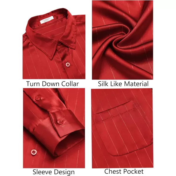 COOFANDY Men's Luxury Satin Dress Shirt Shiny Silk Long Sleeve Button Up Shirts Wedding Shirt Party Prom