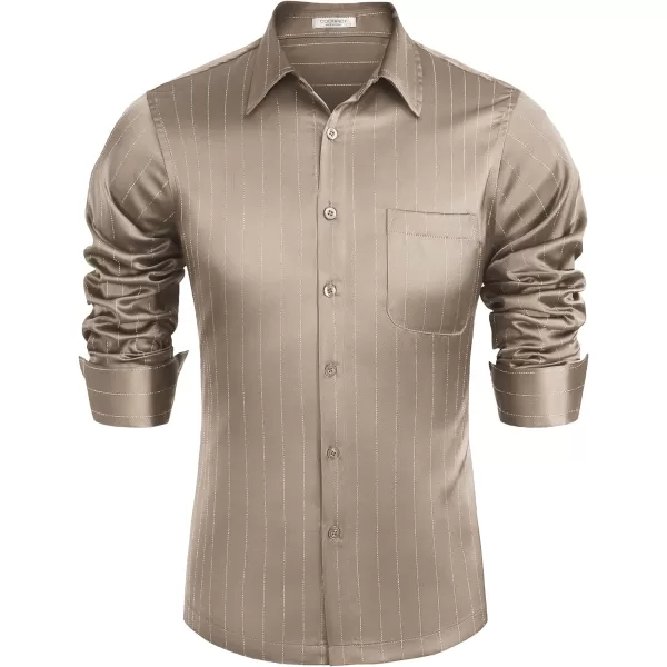 COOFANDY Men's Luxury Satin Dress Shirt Shiny Silk Long Sleeve Button Up Shirts Wedding Shirt Party Prom
