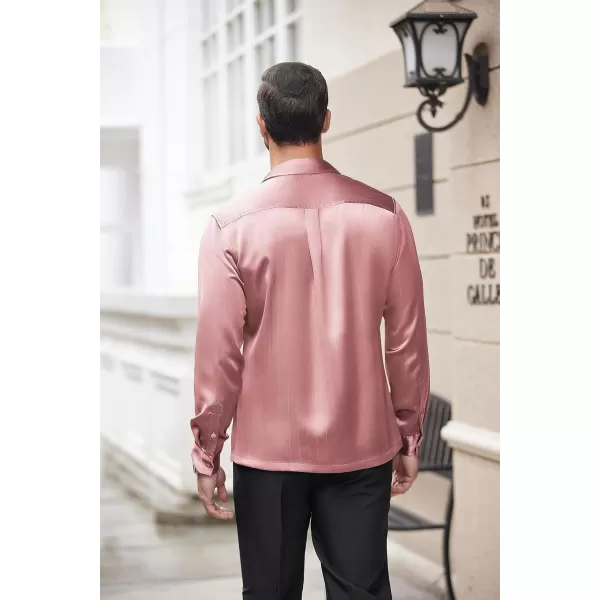 COOFANDY Men's Luxury Satin Dress Shirt Shiny Silk Long Sleeve Button Up Shirts Wedding Shirt Party Prom