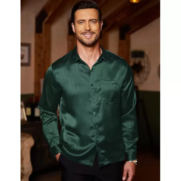 COOFANDY Men's Luxury Satin Dress Shirt Shiny Silk Long Sleeve Button Up Shirts Wedding Shirt Party Prom