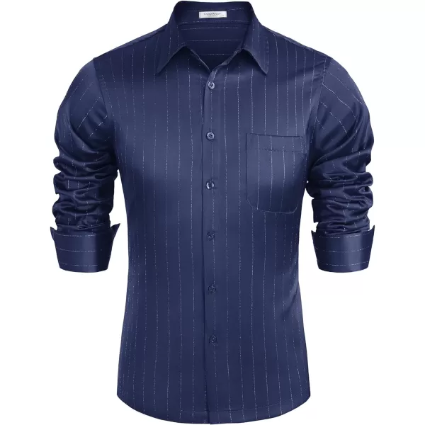 COOFANDY Men's Luxury Satin Dress Shirt Shiny Silk Long Sleeve Button Up Shirts Wedding Shirt Party Prom