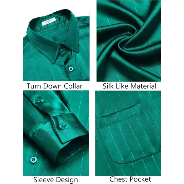 COOFANDY Men's Luxury Satin Dress Shirt Shiny Silk Long Sleeve Button Up Shirts Wedding Shirt Party Prom