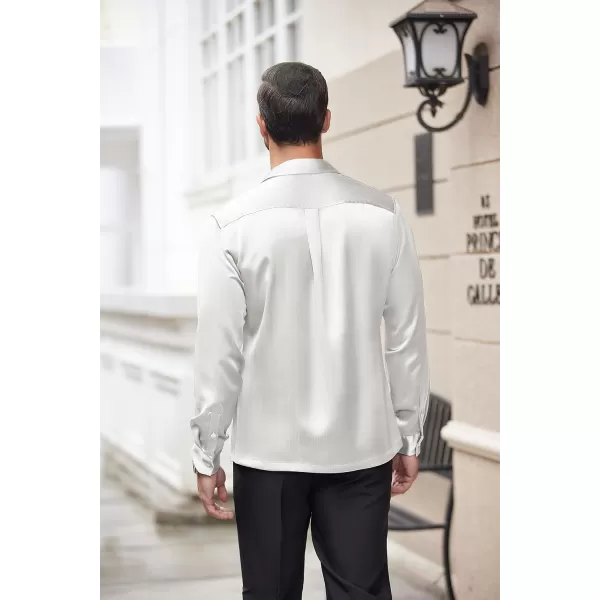 COOFANDY Men's Luxury Satin Dress Shirt Shiny Silk Long Sleeve Button Up Shirts Wedding Shirt Party Prom