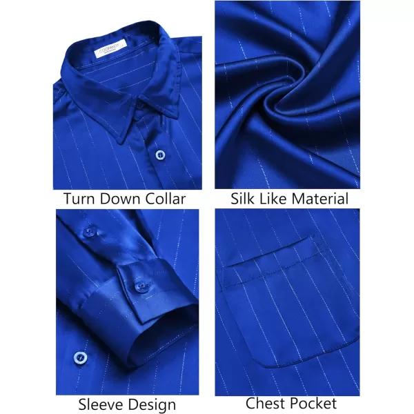 COOFANDY Men's Luxury Satin Dress Shirt Shiny Silk Long Sleeve Button Up Shirts Wedding Shirt Party Prom