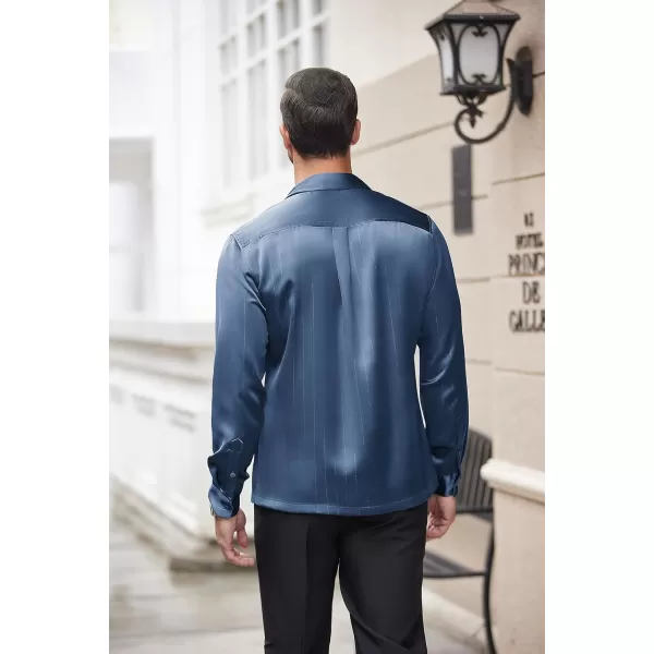 COOFANDY Men's Luxury Satin Dress Shirt Shiny Silk Long Sleeve Button Up Shirts Wedding Shirt Party Prom