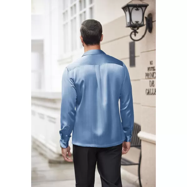 COOFANDY Men's Luxury Satin Dress Shirt Shiny Silk Long Sleeve Button Up Shirts Wedding Shirt Party Prom
