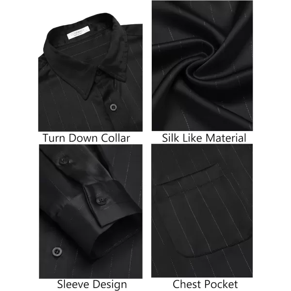 COOFANDY Men's Luxury Satin Dress Shirt Shiny Silk Long Sleeve Button Up Shirts Wedding Shirt Party Prom