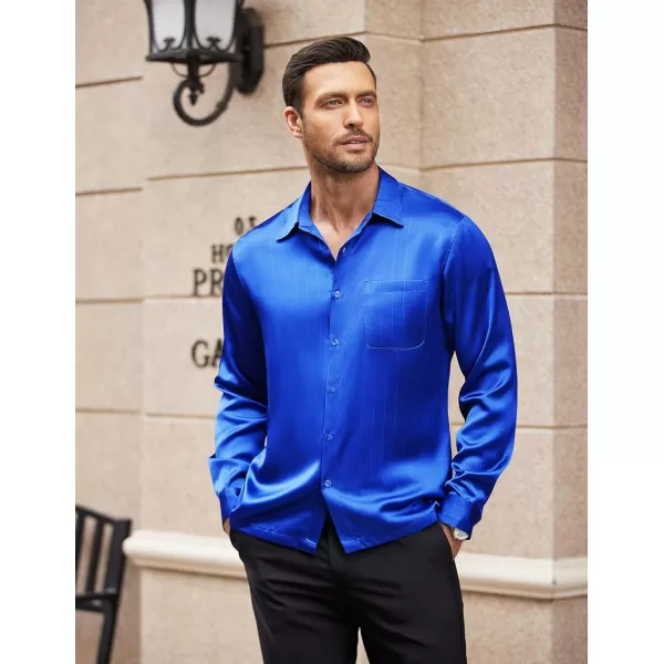 COOFANDY Men's Luxury Satin Dress Shirt Shiny Silk Long Sleeve Button Up Shirts Wedding Shirt Party Prom