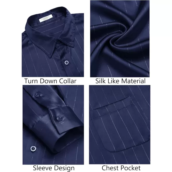 COOFANDY Men's Luxury Satin Dress Shirt Shiny Silk Long Sleeve Button Up Shirts Wedding Shirt Party Prom